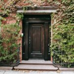 overgrown house with old door